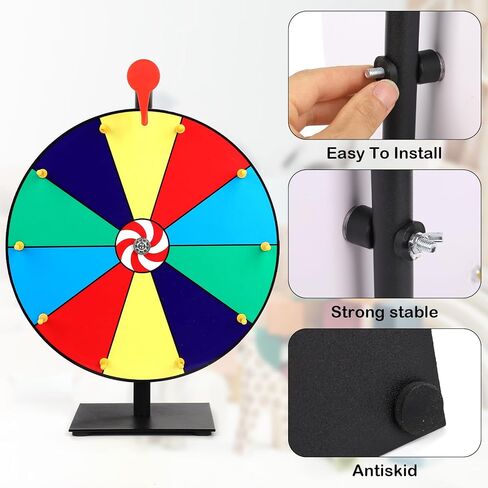 12 inch Spinning Prize Wheel, 10 Slots Tabletop Spinner Heavy Duty Roulette Wheel Spin Wheel of Fortune Games for Spin to Win with Dry Erase & Marker Pen for Carnivals, Trade Shows, Party in Saudi Arabia