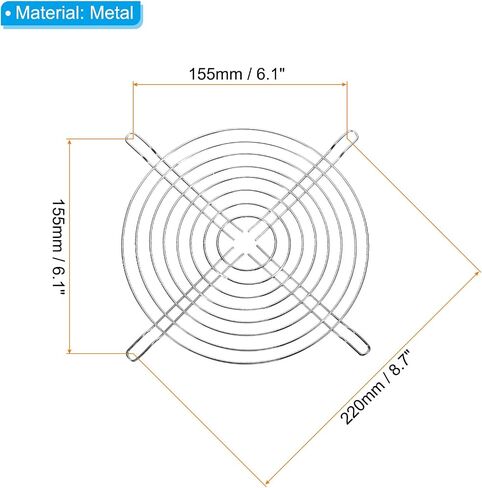 PATIKIL 200mm Fan Finger Grill، 2 Pack Metal Grill Protector Guard لغطاء حماية مروحة 200X200mm DIY، فضي in Kuwait