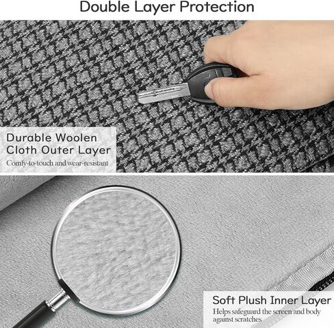 حقيبة حمل لجهاز iPad 9/8/7th Gen 10.2، iPad Pro 11 M2 2022، iPad Air 5/4th 10.9، iPad 10th Gen 10.9، Galaxy Tab A8/S9/S8/S9 FE، حقيبة حماية من التويد مقاس 9-11 بوصة ، أسود اللون الرمادي in Kuwait