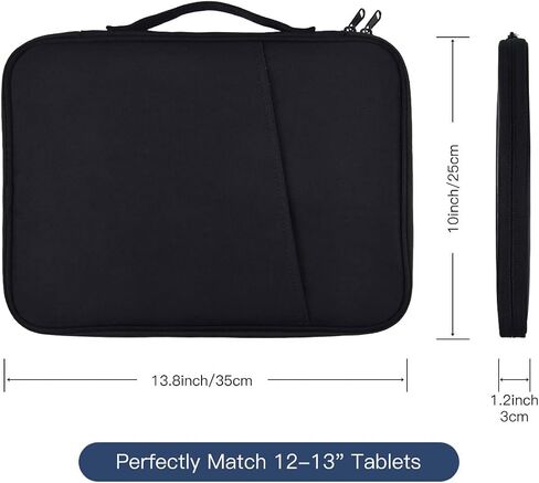 حقيبة كمبيوتر لوحي 12-12.9 بوصة لجهاز Samsung Galaxy Tab S9+ Plus/S8+ 2022/S7+/S7+ Plus/S7 FE، 12.9 بوصة iPad Pro Air M1 M2/Pro 4 3 2 1 2024-2015/Microsoft Surface Go 2 12.4 بوصة /Pro 9 8 حقيبة حمل-أسود in Kuwait