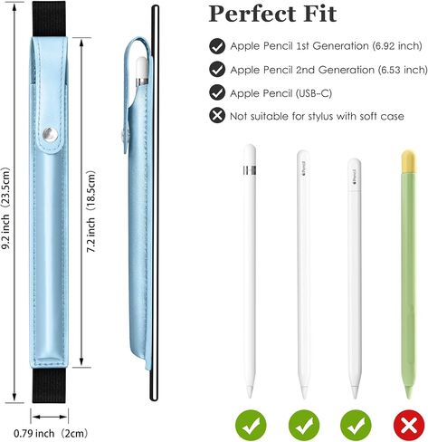 حافظة أقلام DTTO لأقلام Apple Pencil Pro الجديدة، وApple Pencil الجيل الأول/الثاني وقلم Apple (USB-C)، وحقيبة أقلام iPad من جلد البولي يوريثان مع شريط مطاطي قابل للفصل متصل بجهاز iPad، أزرق داكن in Kuwait