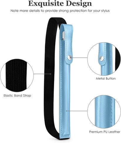 حافظة أقلام DTTO لأقلام Apple Pencil Pro الجديدة، وApple Pencil الجيل الأول/الثاني وقلم Apple (USB-C)، وحقيبة أقلام iPad من جلد البولي يوريثان مع شريط مطاطي قابل للفصل متصل بجهاز iPad، أزرق داكن in Kuwait
