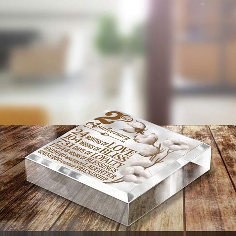 2 Years Anniversary Traditional Cotton Gift, 2nd Cotton Anniversary Keepsake and Paperweight for Husband, Wife, Girlfriend or Boyfriend in Saudi Arabia