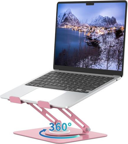 ALASHI 360° Rotating Laptop Stand, Multi-Angle, 10-17", White | Adjustable Laptop Riser, 360°Rotating Base Computer Stand, Ergonomic Foldable Protable for Office Home College in Kuwait