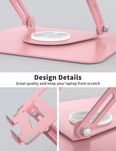 ALASHI 360° Rotating Laptop Stand, Multi-Angle, 10-17", White | Adjustable Laptop Riser, 360°Rotating Base Computer Stand, Ergonomic Foldable Protable for Office Home College in Kuwait