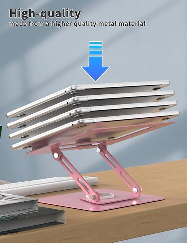 ALASHI 360° Rotating Laptop Stand, Multi-Angle, 10-17", White | Adjustable Laptop Riser, 360°Rotating Base Computer Stand, Ergonomic Foldable Protable for Office Home College in Kuwait
