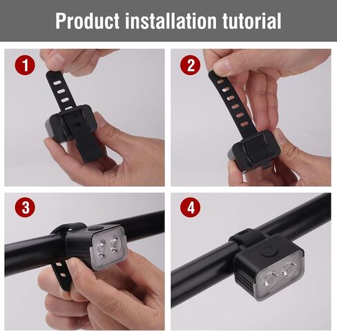 BORUIT Bike Light Set USB Rechargeable Super Bright LED Bicycle Lights Front and Back 5/6 Light Modes IPX6 Waterproof 650mah Lithium Battery Easy to Install for Men Women Road(2 Cables & Straps) in Kuwait