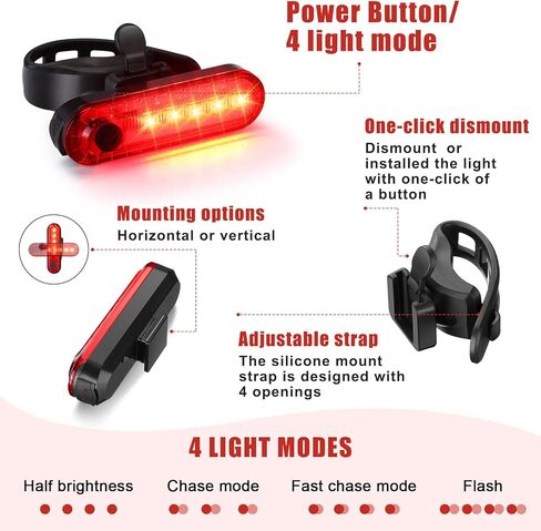 Hanaive 4 مجموعات مشرق LED دراجة ضوء مجموعة USB قابلة للشحن دراجة أمامية المصباح الخلفي الضوء الخلفي مقاوم للماء دراجة ضوء الدراجات الملحقات للأطفال الرجال النساء ليلة الطريق ركوب الجبال in Kuwait