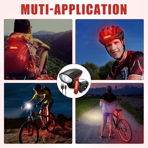 Hanaive 4 مجموعات مشرق LED دراجة ضوء مجموعة USB قابلة للشحن دراجة أمامية المصباح الخلفي الضوء الخلفي مقاوم للماء دراجة ضوء الدراجات الملحقات للأطفال الرجال النساء ليلة الطريق ركوب الجبال in Kuwait