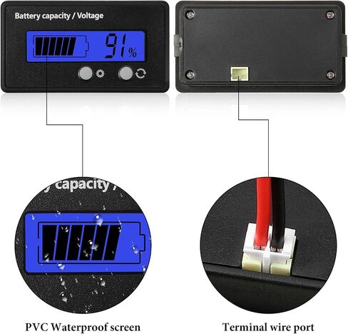 Frienda 2 Set DC 12V 24V 36V 48V 60V 72V 84V Golf Cart Battery Meter with Alarm, Front Setting and Switch Key Battery Capacity Voltage Indicator Gauge Acid and Lithium Ion Indicator(Green) in Kuwait