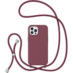 ZTOFERA Crossbody Case for iPhone 13/iPhone 14 with Lanyard Strap Adjustable Rope Liquid Silicone Soft Cover for iPhone 13/iPhone 14 6.1 inch-Beige