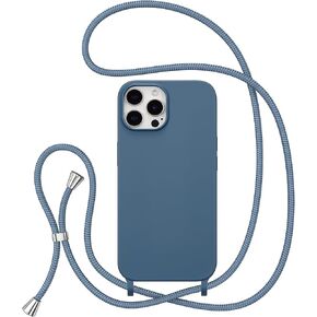 ZTOFERA Crossbody Case for iPhone 13/iPhone 14 with Lanyard Strap Adjustable Rope Liquid Silicone Soft Cover for iPhone 13/iPhone 14 6.1 inch-Beige