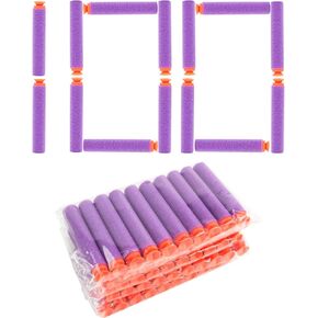 WALWAL 100 PCS Suction Darts Foam Bullet Refill Pack - Compatible with N-Strike, Modulus, AccuStrike Elite Series - Safe Foam Ammunition for Kids, Teens, and Adults(Purple)