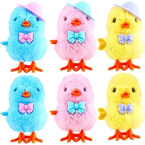 6 أجهزة كمبيوتر عيد الفصح ، قم بإنشاء ألعاب Chick Plush Plush Jumping Popper Toy Novelty القفز على الفرخ من أجل Easter Egg Hunt Satend Fullers Supplies (Color Set 2)