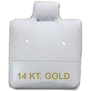 N'icePackaging - 100 Qty 14 KT Gold Imprinted White 1" x 1" Vinyl Puff Pad Earring Cards - for Display & Sales - Clip/Wire/Post Earrings