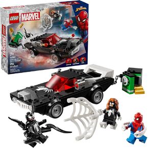 Lego Marvel Spider -Man vs. Venom Muscle Car Toy - Building Met for Kids ، Boys and Girls ، Ages 7+ - مع Manifigures Spider -Man و Venom و Spider -Woman - فكرة هدية خارقة لعيد الميلاد - 76309