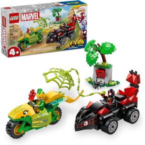 Lego Marvel Spidey وأصدقائه المذهلين تدور ومركبات الديناصورات الكهربائية - لعبة بناء السيارات والدراجات النارية في مرحلة ما قبل المدرسة للأطفال ، الأولاد والبنات ، 4+ - فكرة هدية لأعياد الميلاد - 11198