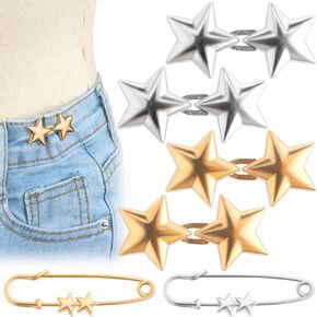 4 Sets Waist Tightener Button for Women, No Sewing Bow Jeans Tightener Pin, Detachable Bow Waist Knot Clip for Pants Skirt Waist Too Loose Big- Silver & Black in Kuwait