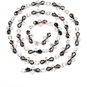 1 Yard Rhinestone Trim Red Butterfly Crystal Rhinestone Chain Rhinestone Applique for DIY Decoration & Bridal Embellishment (Brown) in Kuwait
