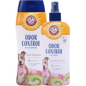 حزمة مزيل الرائحة الذراع والمطرقة: شامبو مزيل الرائحة ، 20 أوقية ، ورذاذ مزيل الروائح ، 8 fl oz | الرائحة القضاء على ، Kiwi Blossom رائحة | لجميع الكلاب والجراء