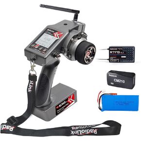 Radiolink RC6GS V3 7 قنوات RC Transmitter و Gyro Receiver R7FG ، وسرد وحدة تحكم راديو سطحية 2.4 جيجا هرتز ، وبطارية Lipo 1700mAh 2S و CM210 2S Fast Charger