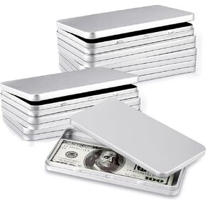 Hipiwe Black Metal Cash Box ، 8 حزم صينية عملة حامل المال مع غطاء ، صناديق توفير المال مستطيلة مربع الفراغ الفارغ.