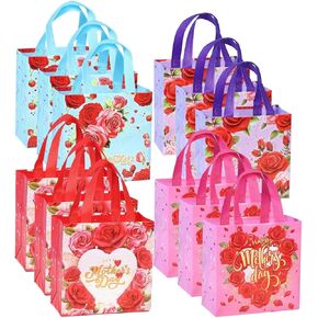 10pcs Large Christmas Party Favors Bags,Reusable Christmas Gift Bags with Handles for Xmas Decoration,Santa Claus Candy Goodie Bags,Christmas Treat Bags