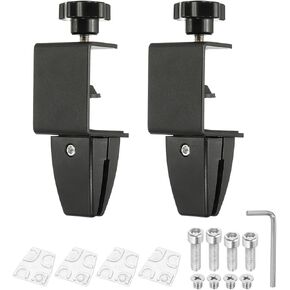 PATIKIL 1.7x1.3x2.4" Desk Divider Support Clamp, 2 Pcs Aluminum Desk Shield Clamp Desk Divider Partition Clamp Sneeze Guard Clamp Bracket for Office Home Desk Panel, Silver