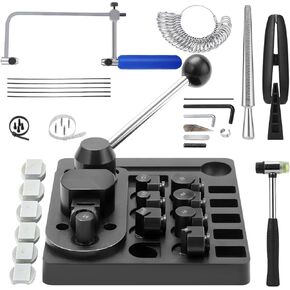 11 in 1 Ring Bender Ring Bending Tool for Spoon Rings Upgraded Jewelry Making Kit with Jewelry Saw Frame Nylon Dies 2 Ring Blanks Ring Bending Maker Machine Sizer Measuring Tool
