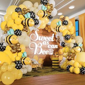 Bee Balloons Garland Kit & Arch - Bumble Bee Balloons for What Will It Bee Gender Reveal Party Supplies & Baby Shower Decorations - Black Yellow and White Balloons for Bumblebee or Honey Bee Birthday