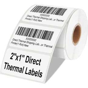 2 "× 1" التسميات الحرارية المباشرة - تسميات العناوين متوافقة مع طابعات ملصقات سطح المكتب Roll & Zebra لعناوين الشحن تسميات الباركود البريدية (1000 علامة/لفة ، لفة واحدة)