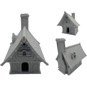 Hautico Miniature Buildings, Architecture Terrain Scenery for 18mm/28mm RPG Tabletop Wargame, DND, Paintable, Gift for Hobby Enthusiasts (HBEIHOUSE-MiddleAges-4-28mm)