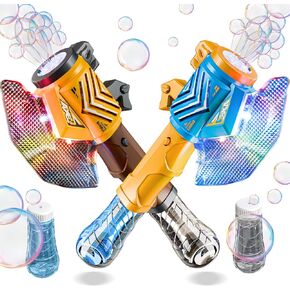 Bubble Wands for Kids - Bubble Guns for Kids Ages 4-8, 2 Pack Automatic Light Up Bubble Machine for Toddlers 1-3, Outdoor Party Birthday Toys for Boys Girls Gift for 3 4 5 6 7 8 Year Old Kid