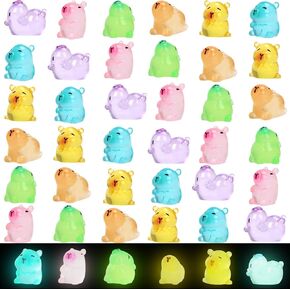 48 PCS Mini Capybaras ، حيوانات راتنجات صغيرة مضيئة لجوائز تداول الطلاب ، شخصيات صغيرة لإخفاء هدايا Capybara لطيفة التماثيل المصغرة لحرف اليه