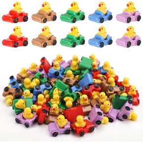 50pcs حديقة البط الصغيرة ، راتنجات صغيرة متعددة اللون ، شخصيات بطة مصغرة صغيرة لطيفة ، سيارة راتنج ميني ميني ، سيارة مضحكة ، بطنة صغيرة ، بطة في سيارة ،