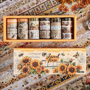 مجموعة Washi Tape Set 20 لفات - طقم شريط خمر Bee Bee Butterfly Butanical Washi ، أشرطة زخرفية رجعية لطيفة لإمدادات Scrapbooking ، Junk Journal ، Bullet Journaling ، DIY Art Crafts ، Glap