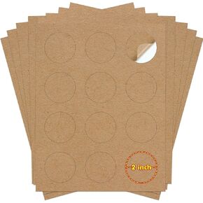 Koala Kraft Brown Round Labels 2 Inch, Printable Circle Stickers for Inkjet and Laser Printers, 300 Labels for Logo, Jar