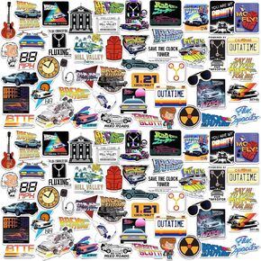 Back to The Future 50ct Vinyl Large Deluxe Stickers Variety Pack - Laptop, Water Bottle, Scrapbooking, Tablet, Skateboard, Indoor/Outdoor - Set of 50
