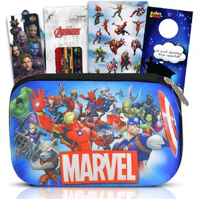 Marvel Avengers School Supplies Bundle for Kids ، Boys - Avengers Pencil Holder مع ملصقات وأكثر | مجموعة مدرسة Avengers (Superhero العودة إلى مجموعة المدرسة)