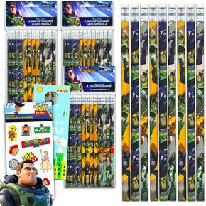 36 PC Buzz Lightyear Pencils for Kids - Toy Story School Supplies Bundle مع 36 أقلامًا من أقلام الرصاص ، وملصقات قصة ألعاب ، وأكثر من | أشياء مدرسة قصة