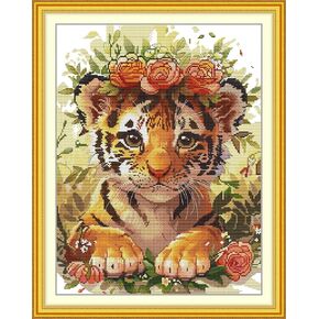 Setoda 16CT High Definition Printed Embroidery Fabric Patterns Starter Kits for Girl DIY Stamped Cross Stitch Pattern-Three Birds 16CT 8.7×4.7 (inch)