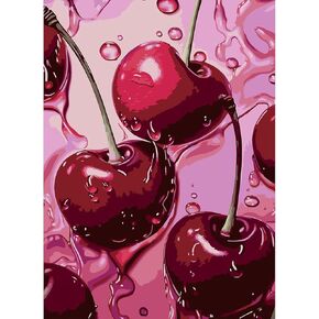 Gamteldot Cherry Stamped Cross Stitch Kits,11CT Cross Stitch Kits for Beginners,DIY Needlepoint Kits for Adults,Embroidery Patterns Art Crafts Kits for Home Decor and Gift