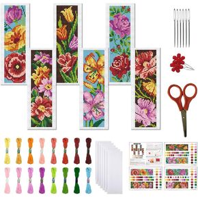 FreeBloss 6 مجموعة مختومة Cross Stitch Stitch Kit Pattern Cross Stitch Stitch Lockmarks Diy Cross Stitch Kits for Beginners Exhridery Latclks Kits for Come