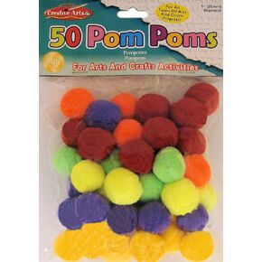 Creative Arts by Charles Leonard Pom-Poms, Assorted Sizes/Colors, 100/Bag (69310)