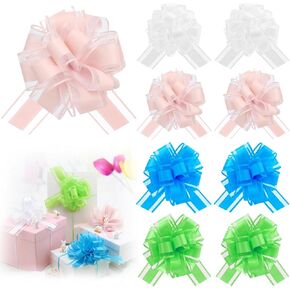 32 قطعة من أقواس السحب لتغليف الهدايا، قوس هدايا كبير مقاس 6 بوصات لحزمة الهدايا، مجموعة من الأقواس الشريطية لسلال الهدايا وديكور حفلات الزفاف وعيد الميلاد (الأحمر والأخضر) in Kuwait