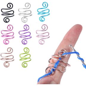 8pcs حلقات الكروشيه للأصابع ، خاتم توتر الكروشيه قابلة للتعديل محاكمة قابلة للتعديل حلقة الغزل يدويًا للأصابع (8 ألوان)