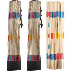 Large Pick Up Sticks, 19.60 Inch Wooden Pick Up Sticks Game for Kids, Classic and Funny Family Game (3 Pack Large Pick Up Sticks)