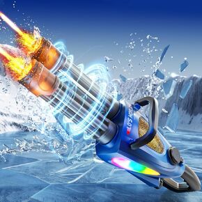 Gatling Gatling Water Water مع برميل دوار ، ضوء كمامة LED ، ناتج مياه مزدوج ، نظام بطارية معياري ، متوافق مع زجاجة ماء خارجية ، لعبة في الهواء الطلق عالي الطاقة للأطفال الذين تتراوح أعمارهم بين 8 و 12 عامًا