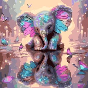 GXGLLPZBY Elephant Paint by Numbers Kit for Adults Beginner,DIY Elephant Paint by Numbers for Adults,Easy Canvas Without Frame Home Wall Decor 16 x 16 in