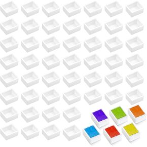50 Pcs Watercolor Half Pans Plastic Watercolor Pan White Plastic Empty Watercolor Paint Pans Empty Watercolor Palette Paint Case Empty Half Pan for Watercolor Acrylics Palette
